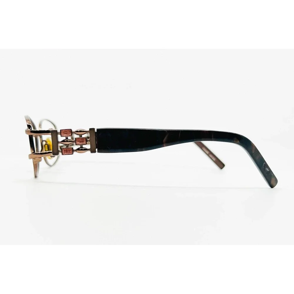 Tura Eyeglass Frames Womens Brown Oval Full Rim Metal Designer 51-17-135